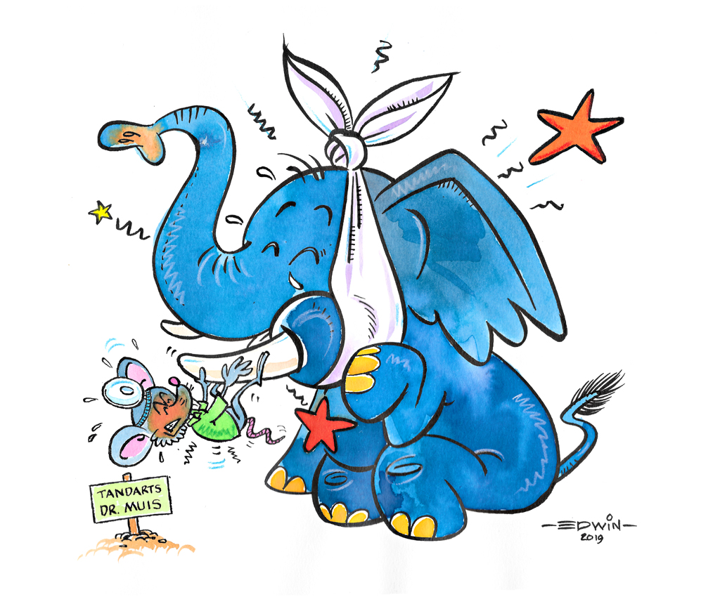 Minotaurus-Vormgeving-Olifant-met-kiespijn